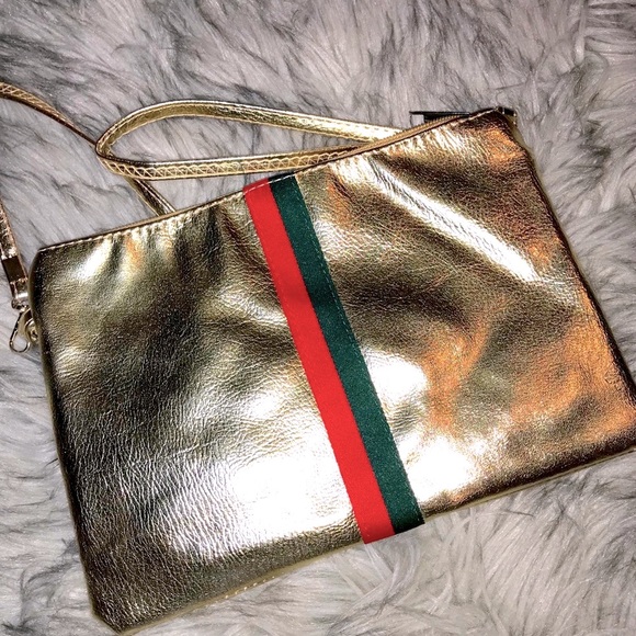 Boutique Brand Bags New Metallic Gold 2in Cosmetic Bag Crossbody
